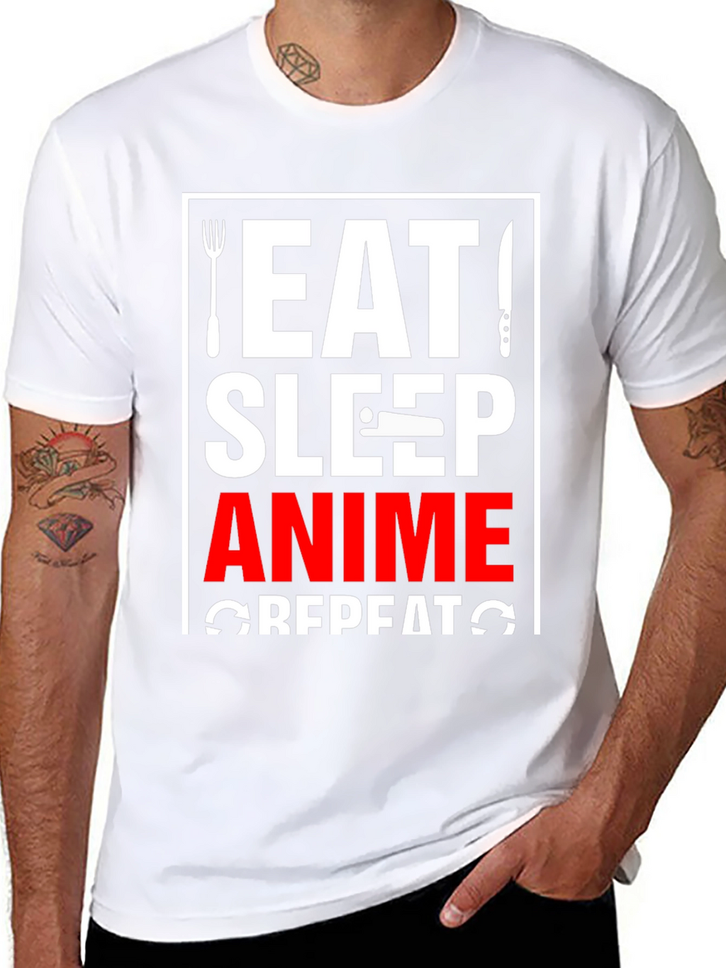 Eat Sleep Anime Repeat Black Graphic T-Shirt