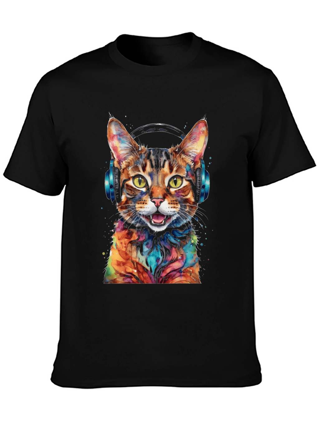 Cool Cat with Headphones Graphic Tee