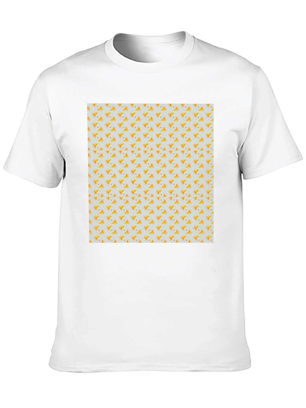 Pizza Slice Pattern Black T-Shirt