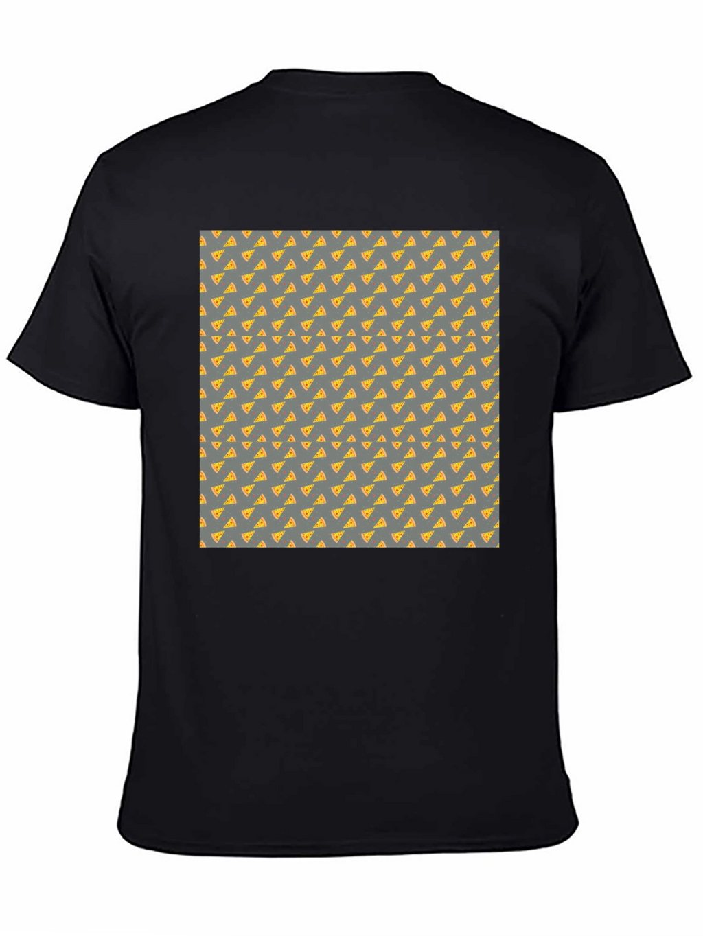 Pizza Slice Pattern Black T-Shirt