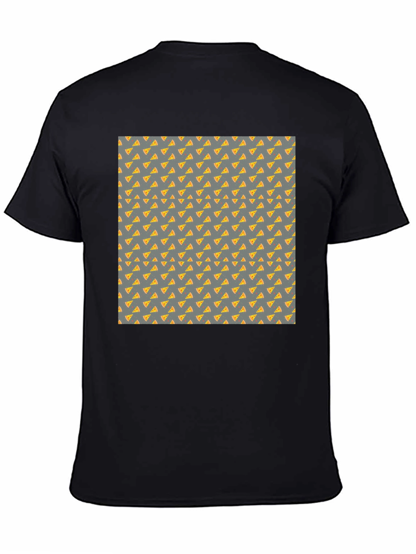 Pizza Slice Pattern Black T-Shirt