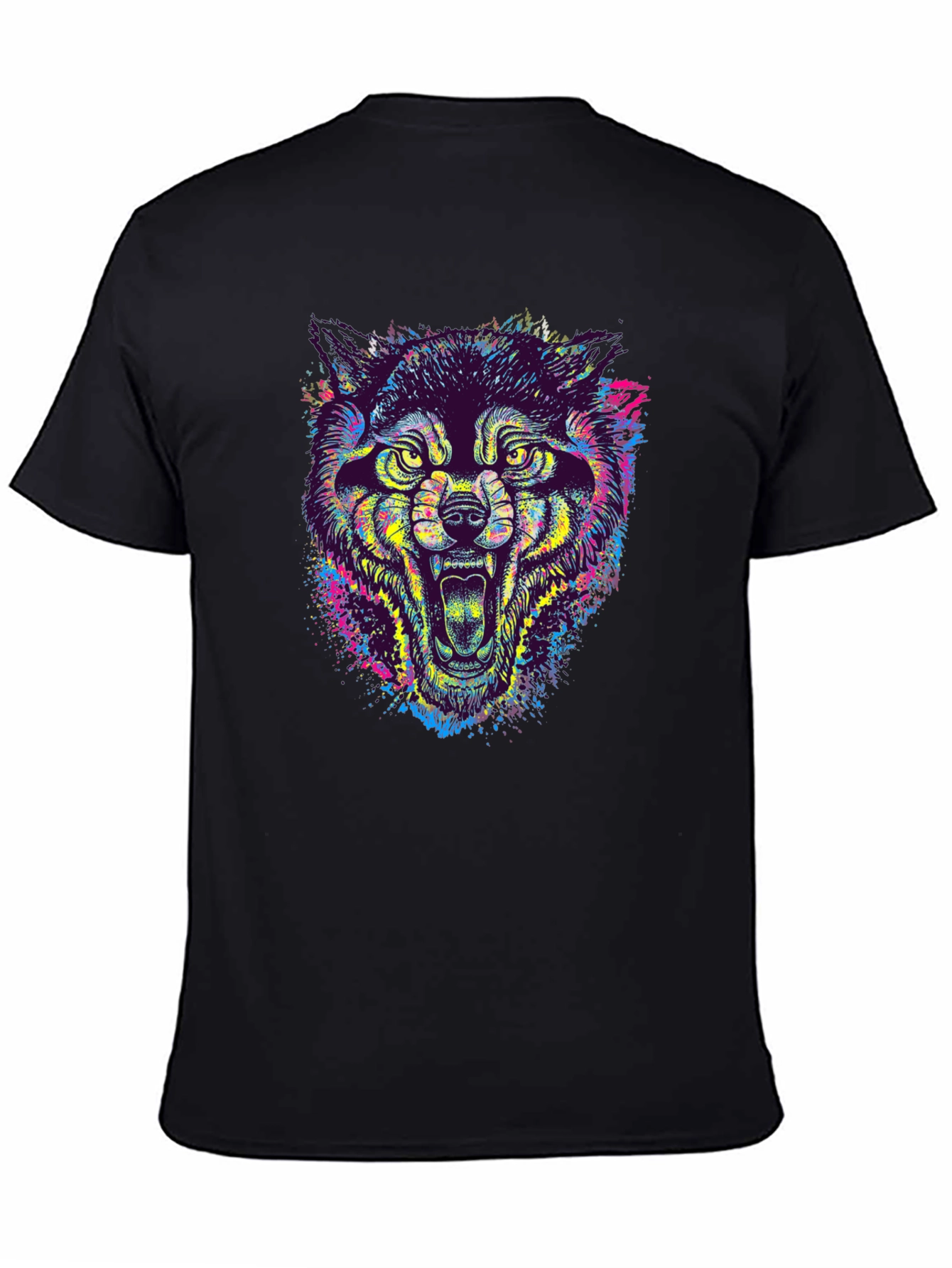 Colorful Wolf Graphic Tee - Unique Animal Print T-Shirt
