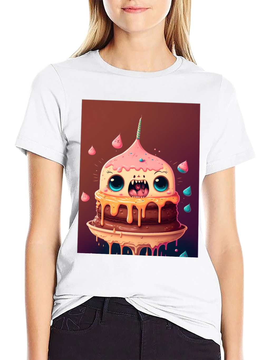 Monster Cake Graphic Tee - Unique Cartoon T-Shirt