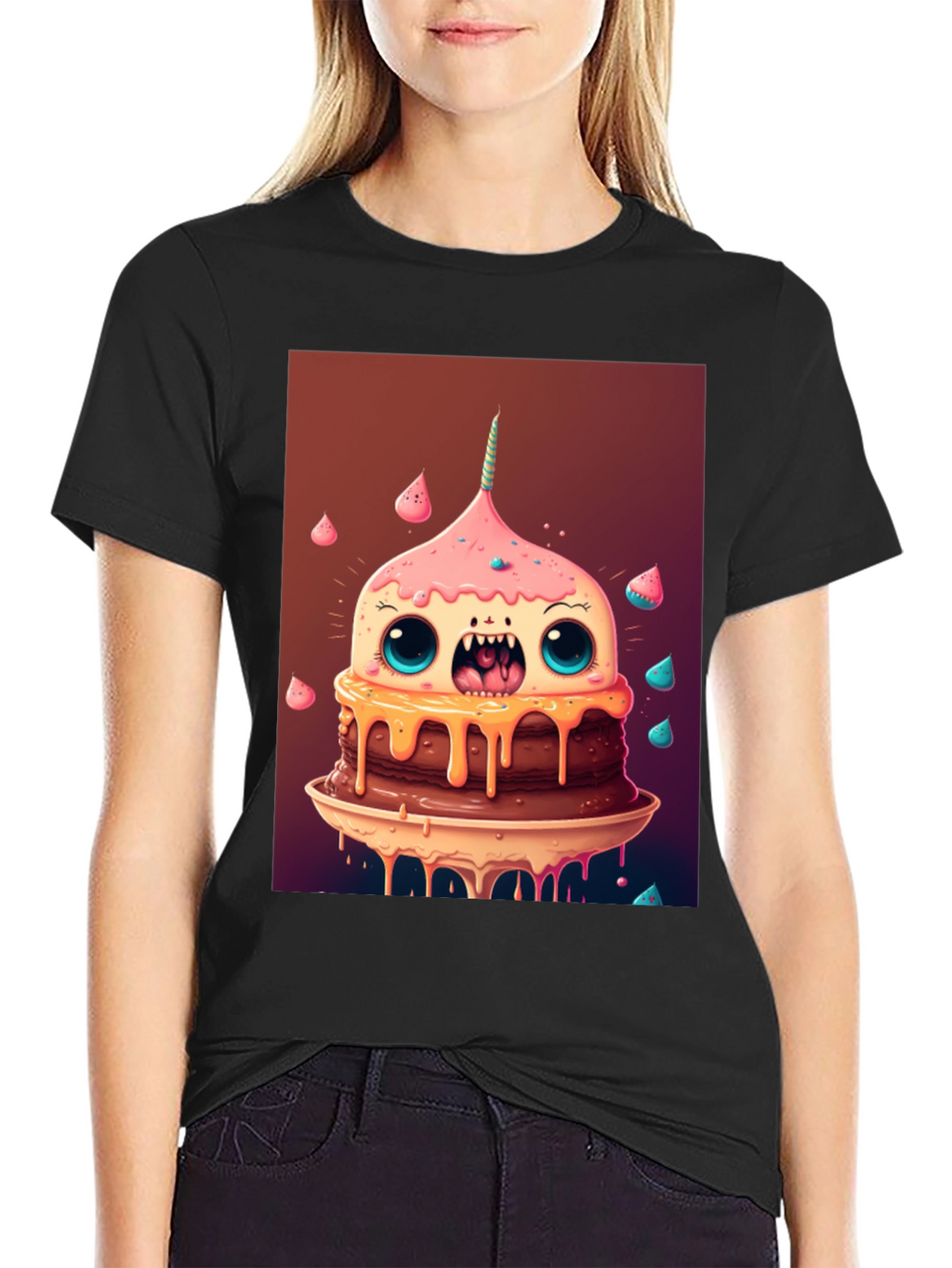Monster Cake Graphic Tee - Unique Cartoon T-Shirt