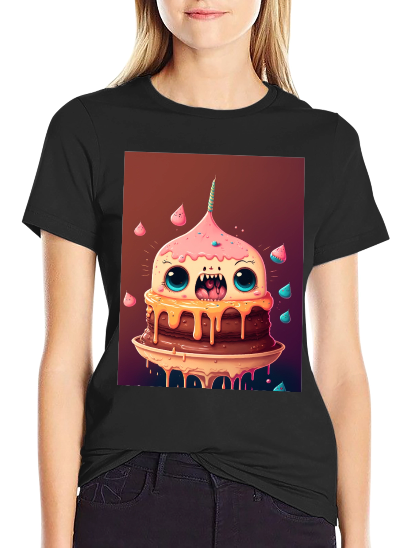 Monster Cake Graphic Tee - Unique Cartoon T-Shirt