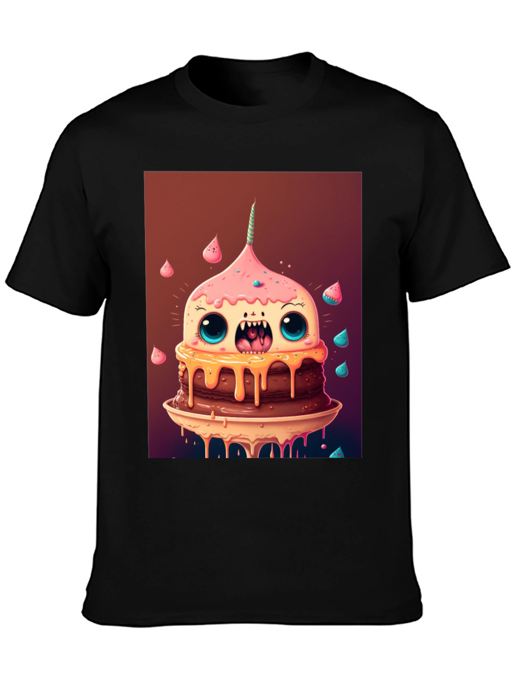 Monster Cake Graphic Tee - Unique Cartoon T-Shirt