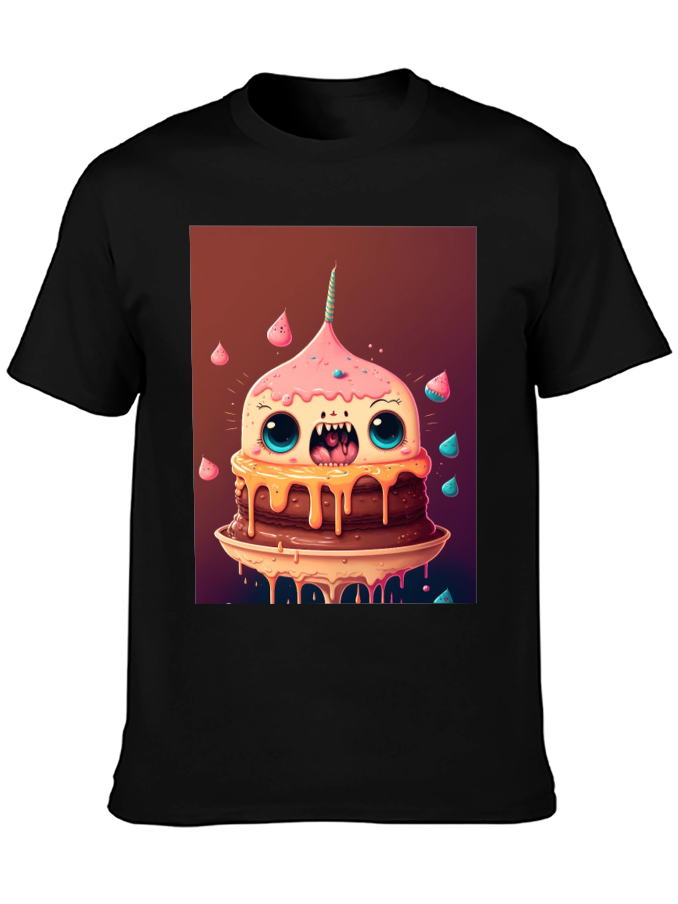 Monster Cake Graphic Tee - Unique Cartoon T-Shirt