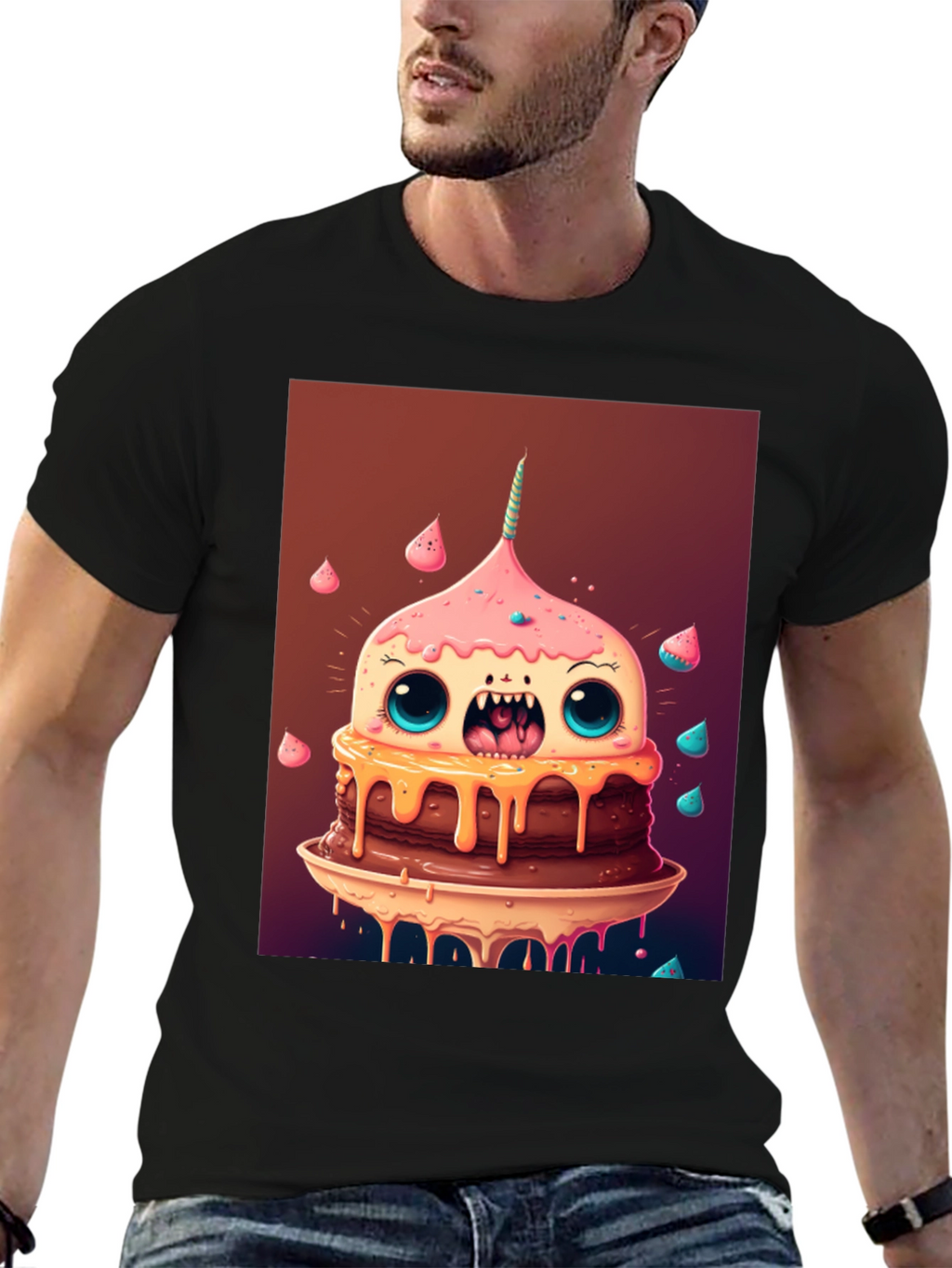 Monster Cake Graphic Tee - Unique Cartoon T-Shirt