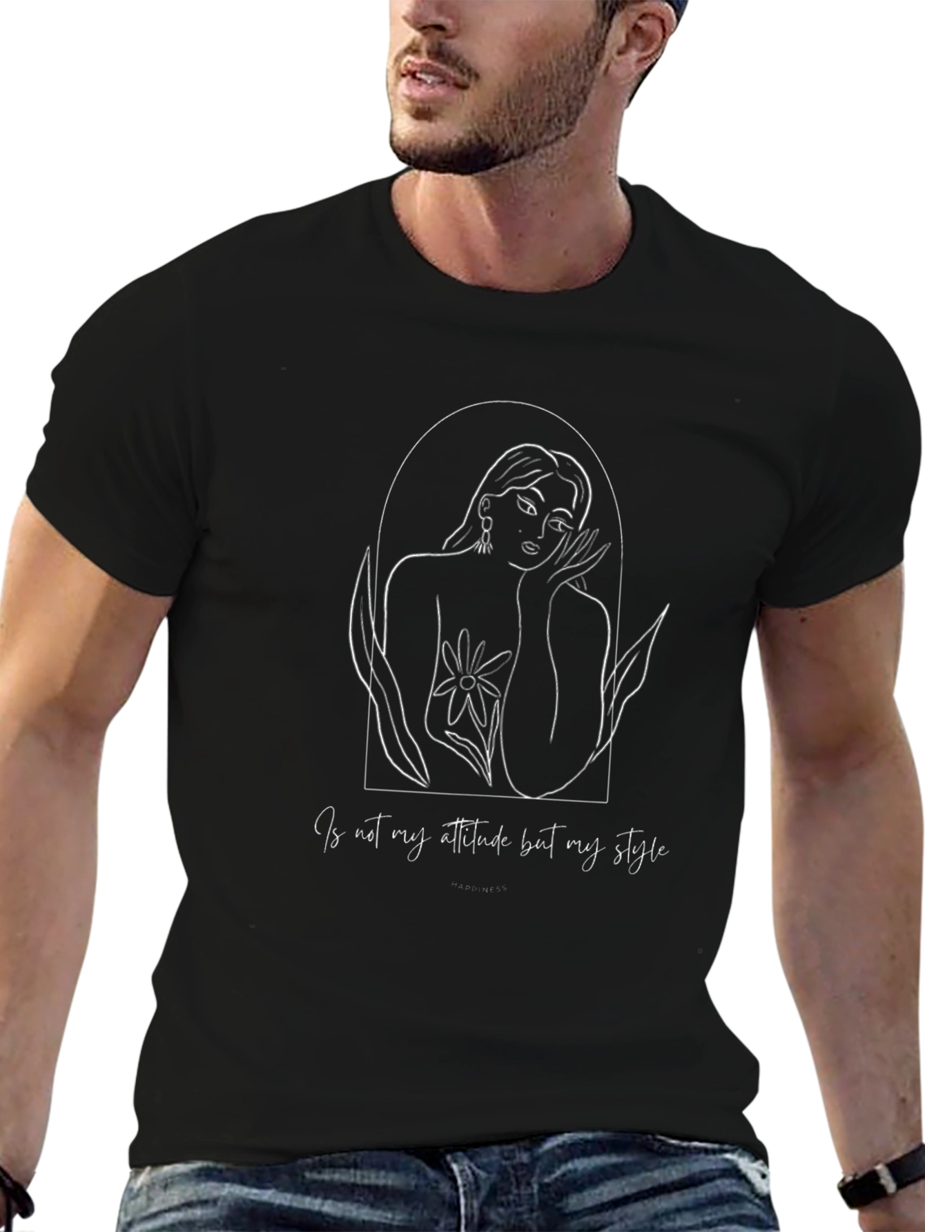 Line Art Woman Graphic Tee - Attitude Style