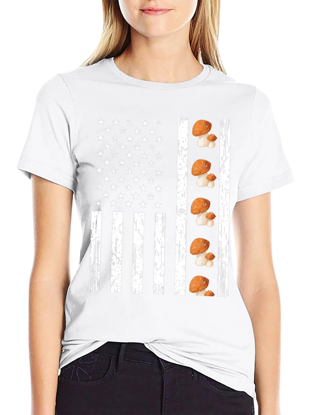 Mushroom American Flag Graphic T-Shirt