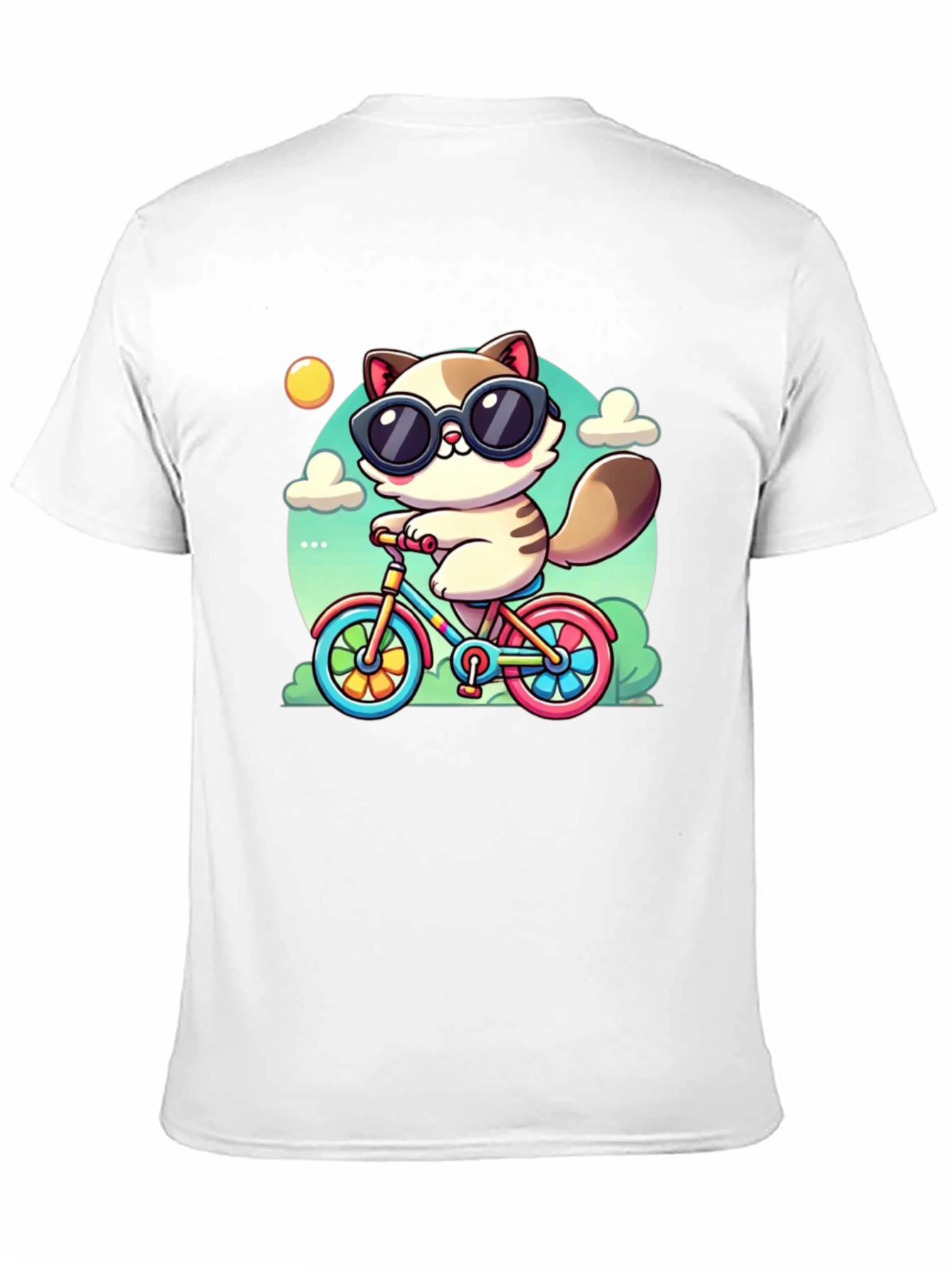 Cool Cat on Bike Graphic T-Shirt