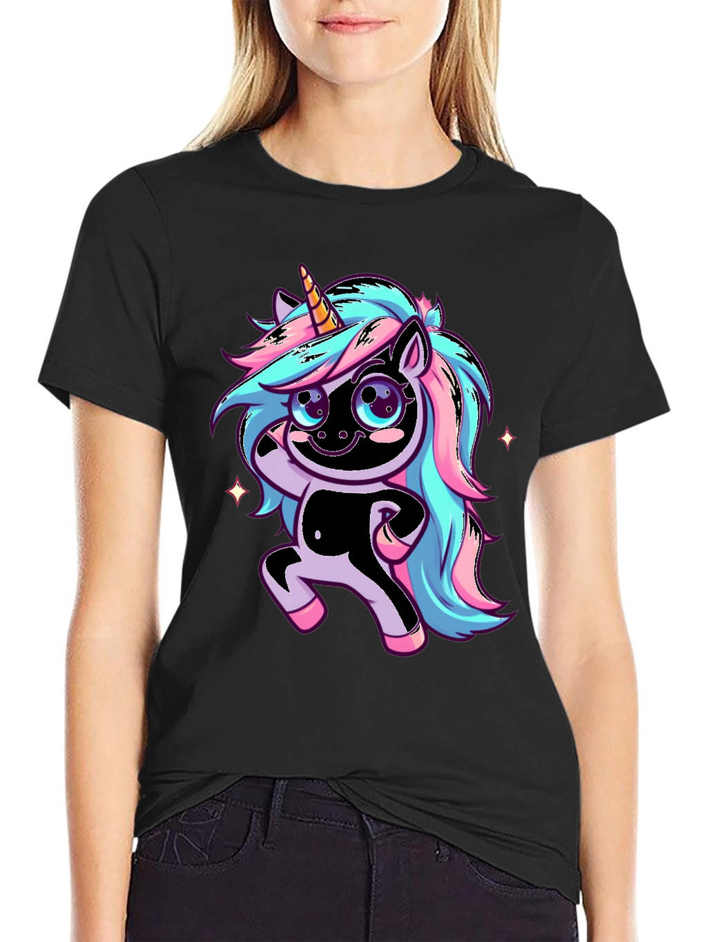 Unicorn Graphic Black T-Shirt