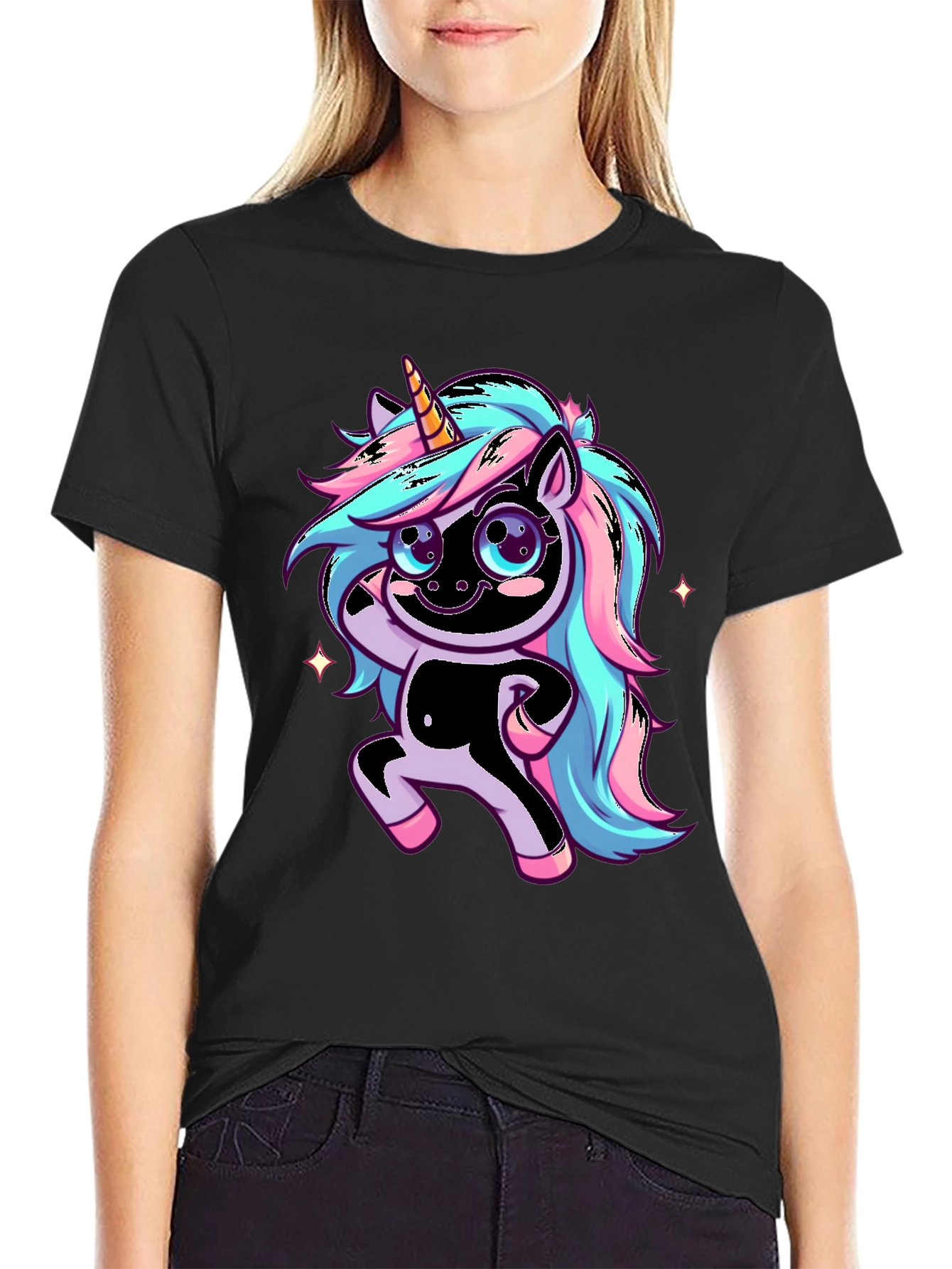 Unicorn Graphic Black T-Shirt