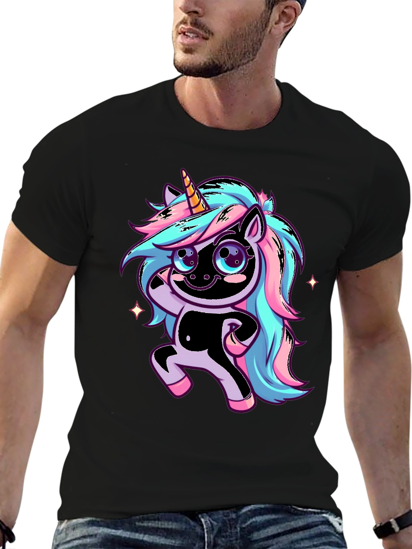 Unicorn Graphic Black T-Shirt