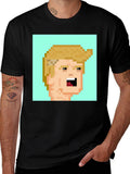 Pixel Art Trump Tee - Black Cotton Blend