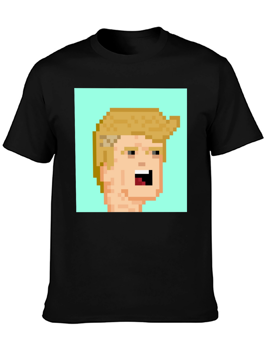 Pixel Art Trump Tee - Black Cotton Blend