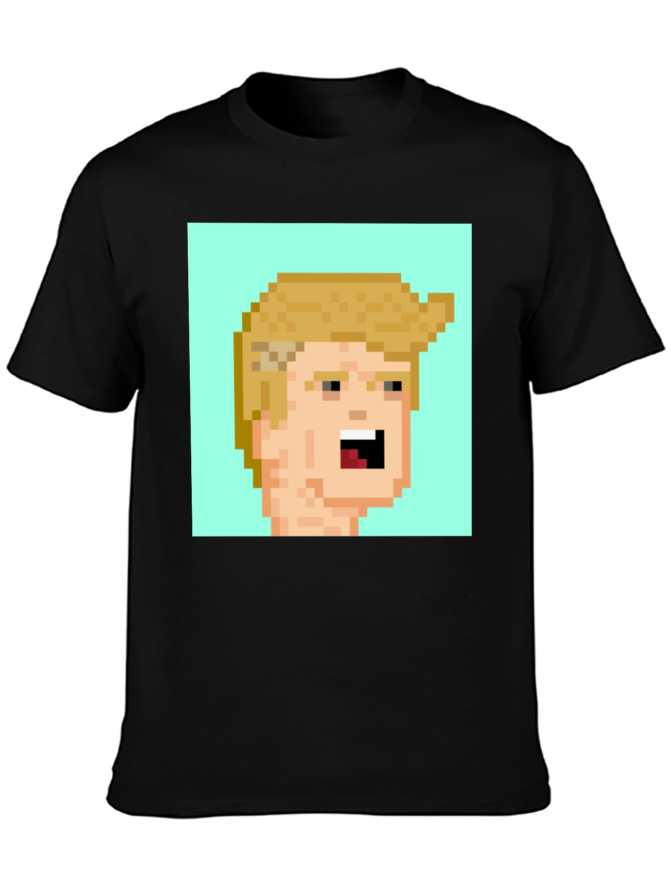 Pixel Art Trump Tee - Black Cotton Blend