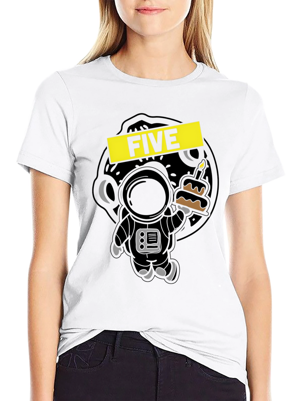 Five Birthday Astronaut Graphic Tee