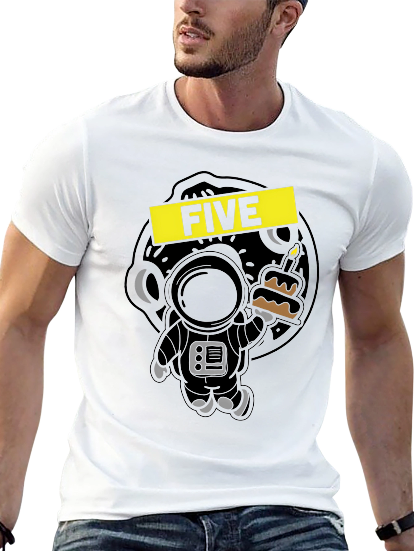 Five Birthday Astronaut Graphic Tee