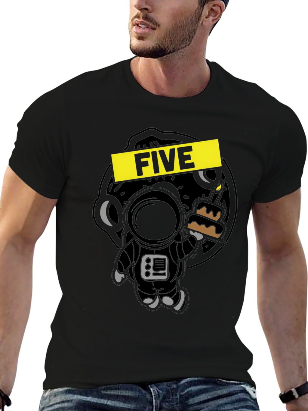 Five Birthday Astronaut Graphic Tee