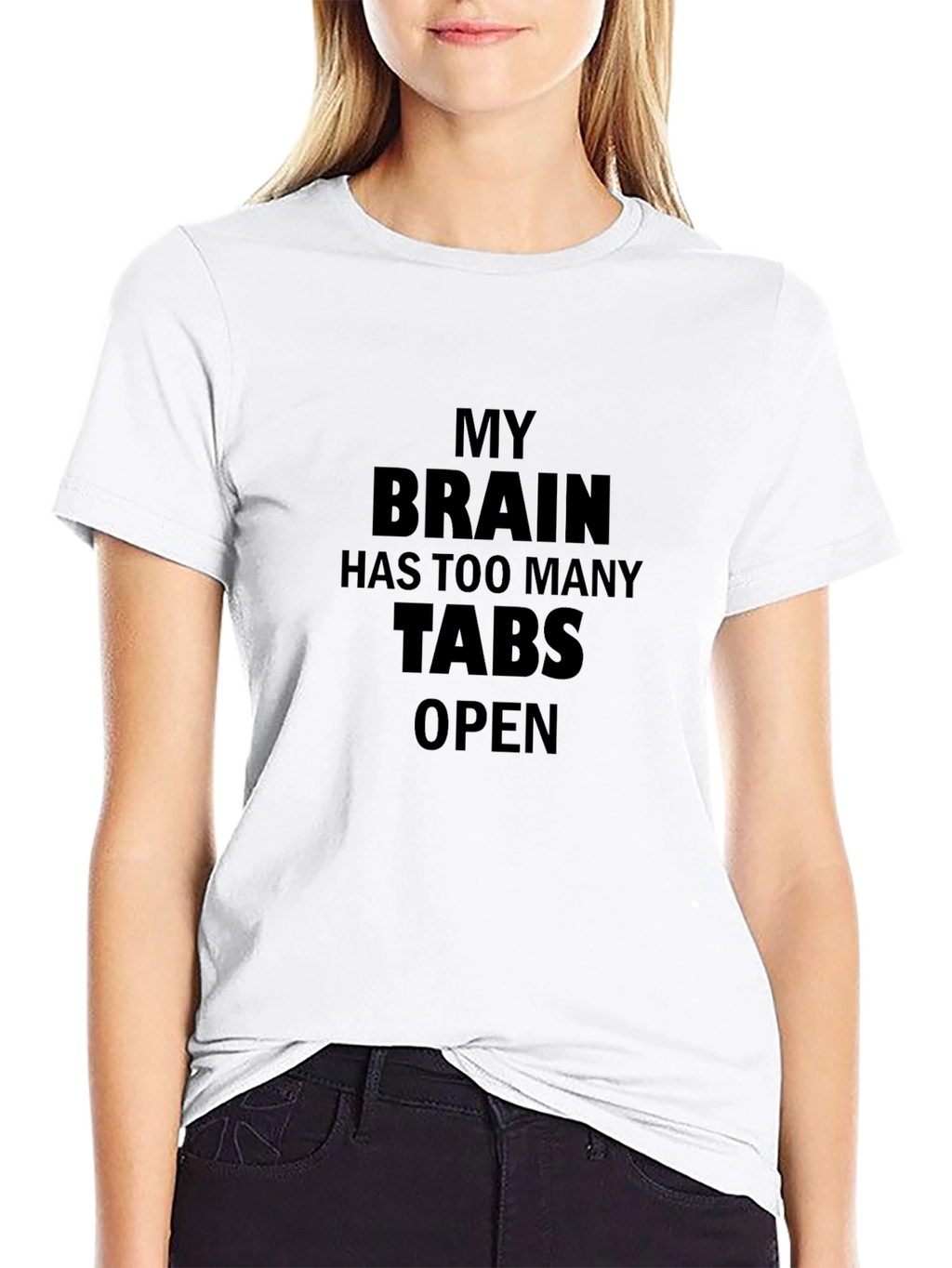 My Brain Has Too Many Tabs Open Black T-Shirt