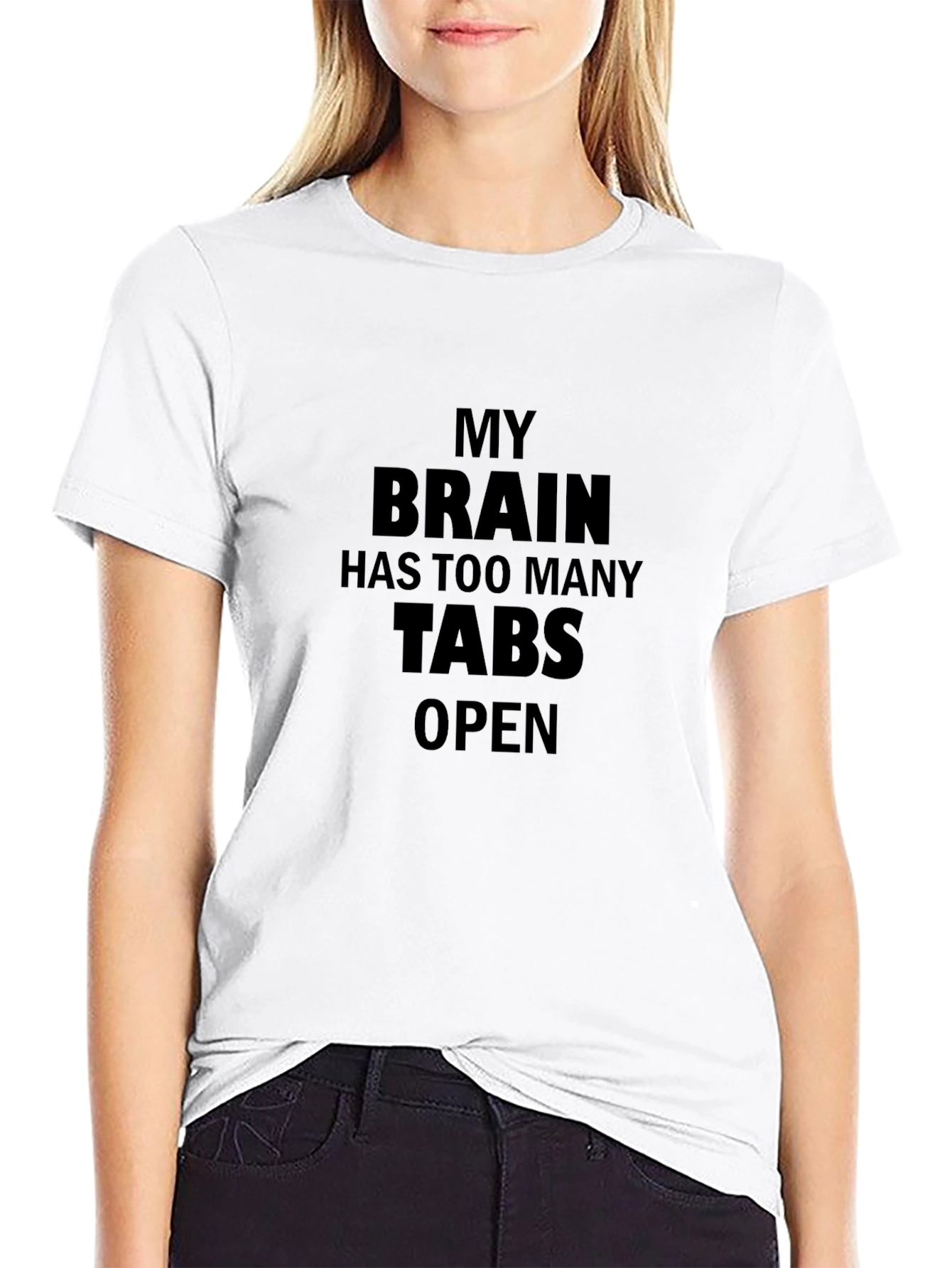 My Brain Has Too Many Tabs Open Black T-Shirt