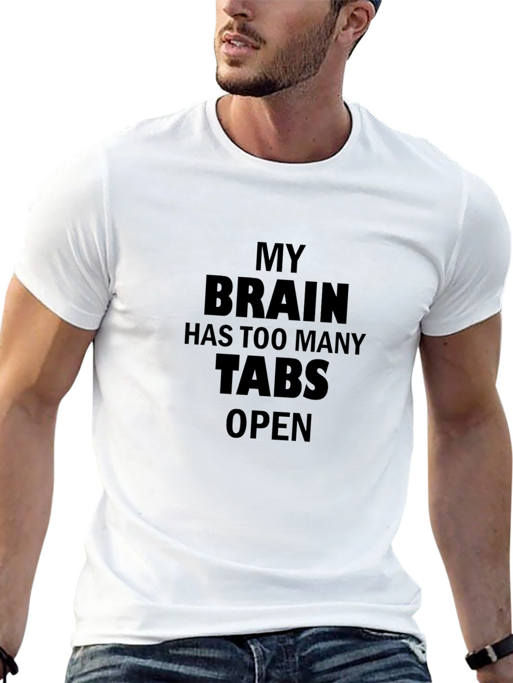 My Brain Has Too Many Tabs Open Black T-Shirt