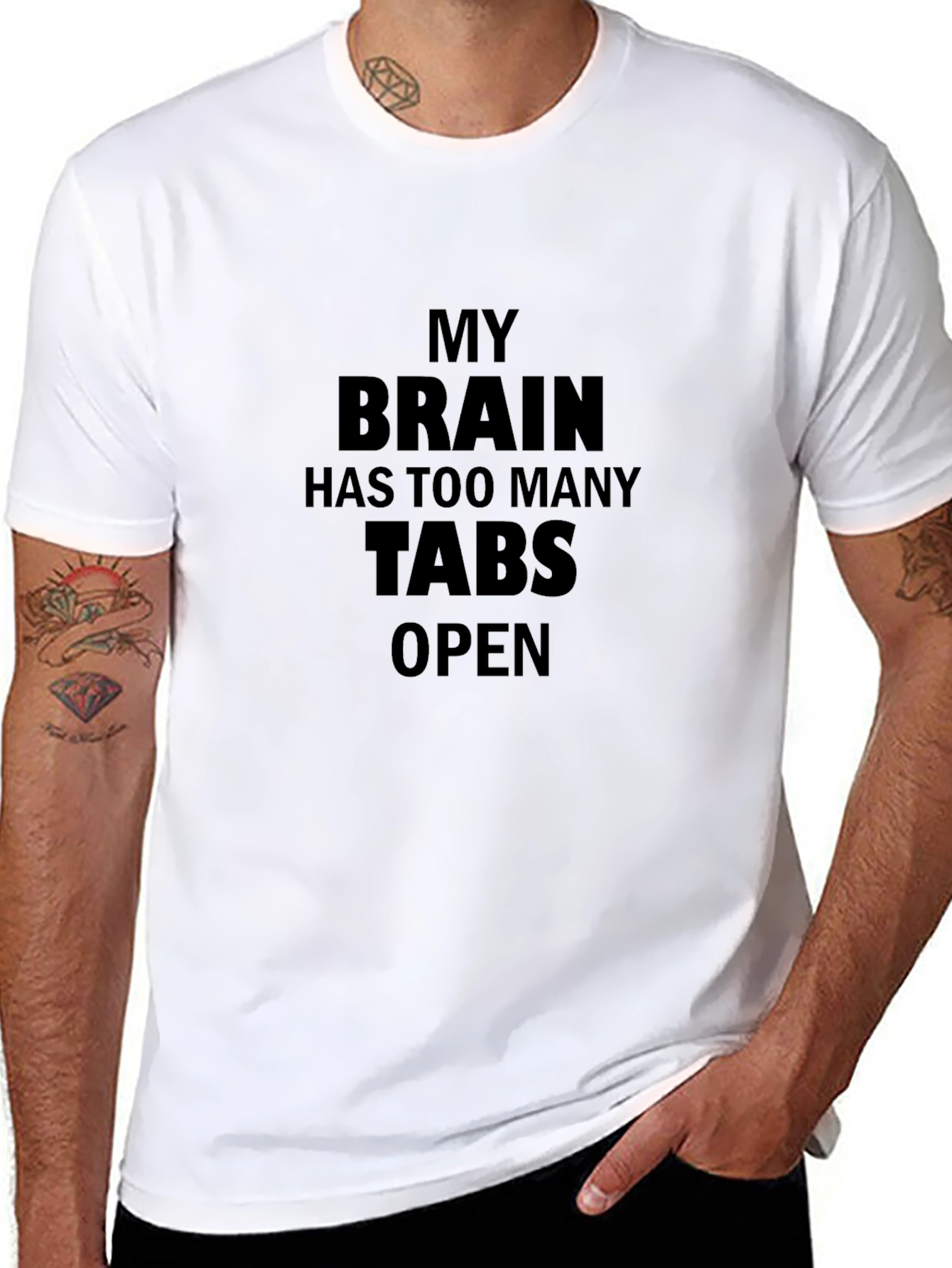 My Brain Has Too Many Tabs Open Black T-Shirt