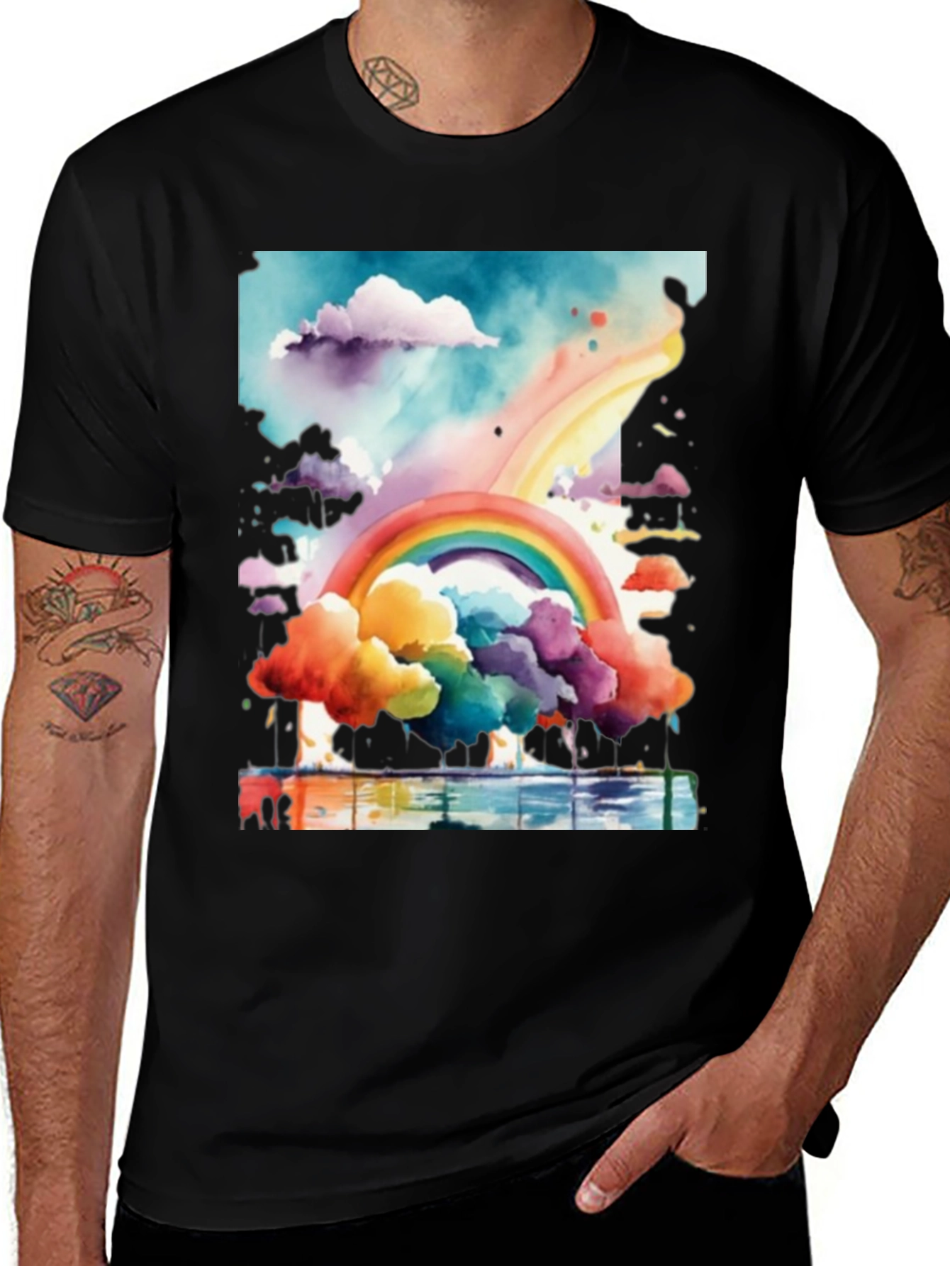 Rainbow Watercolor Graphic Tee - Unisex