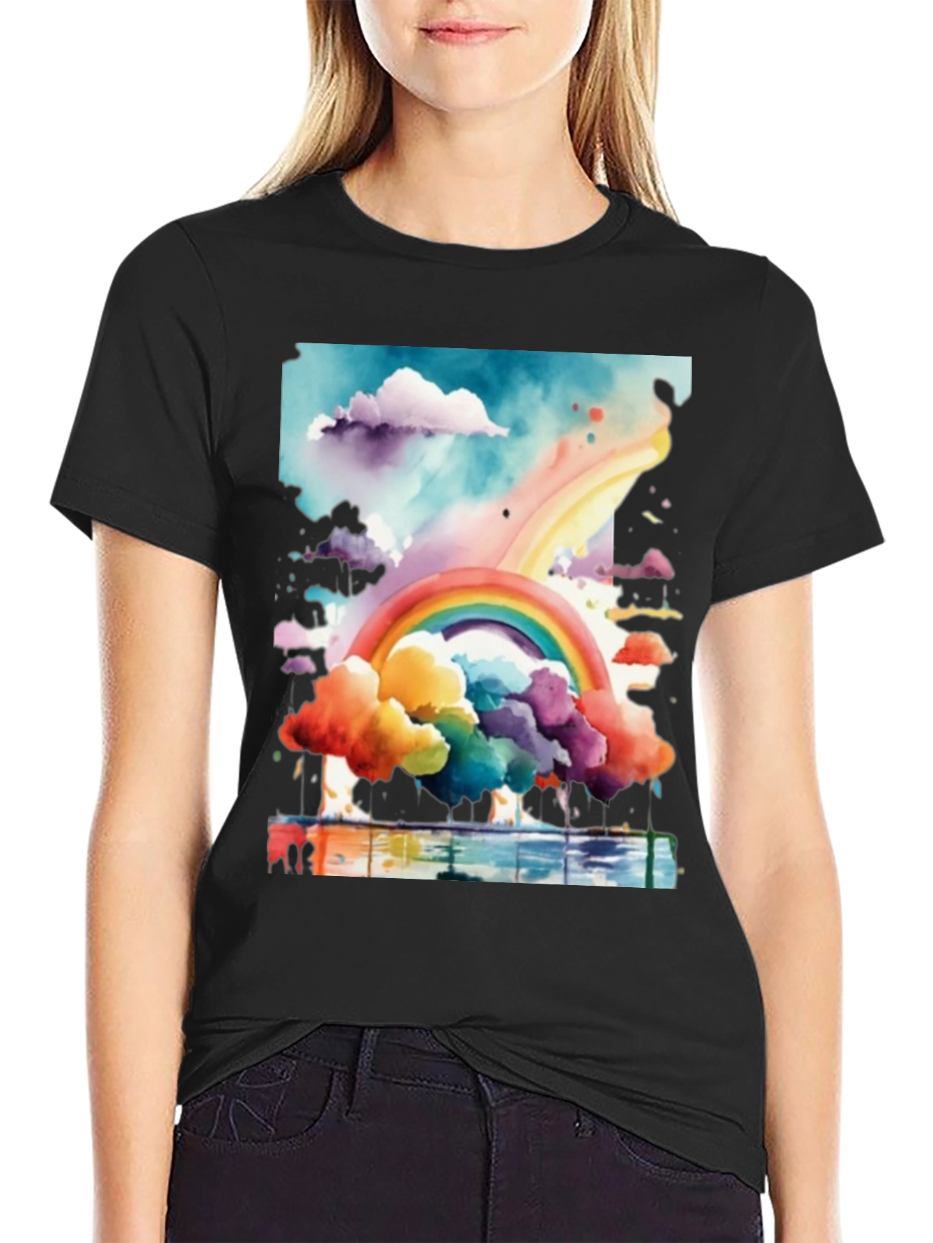 Rainbow Watercolor Graphic Tee - Unisex