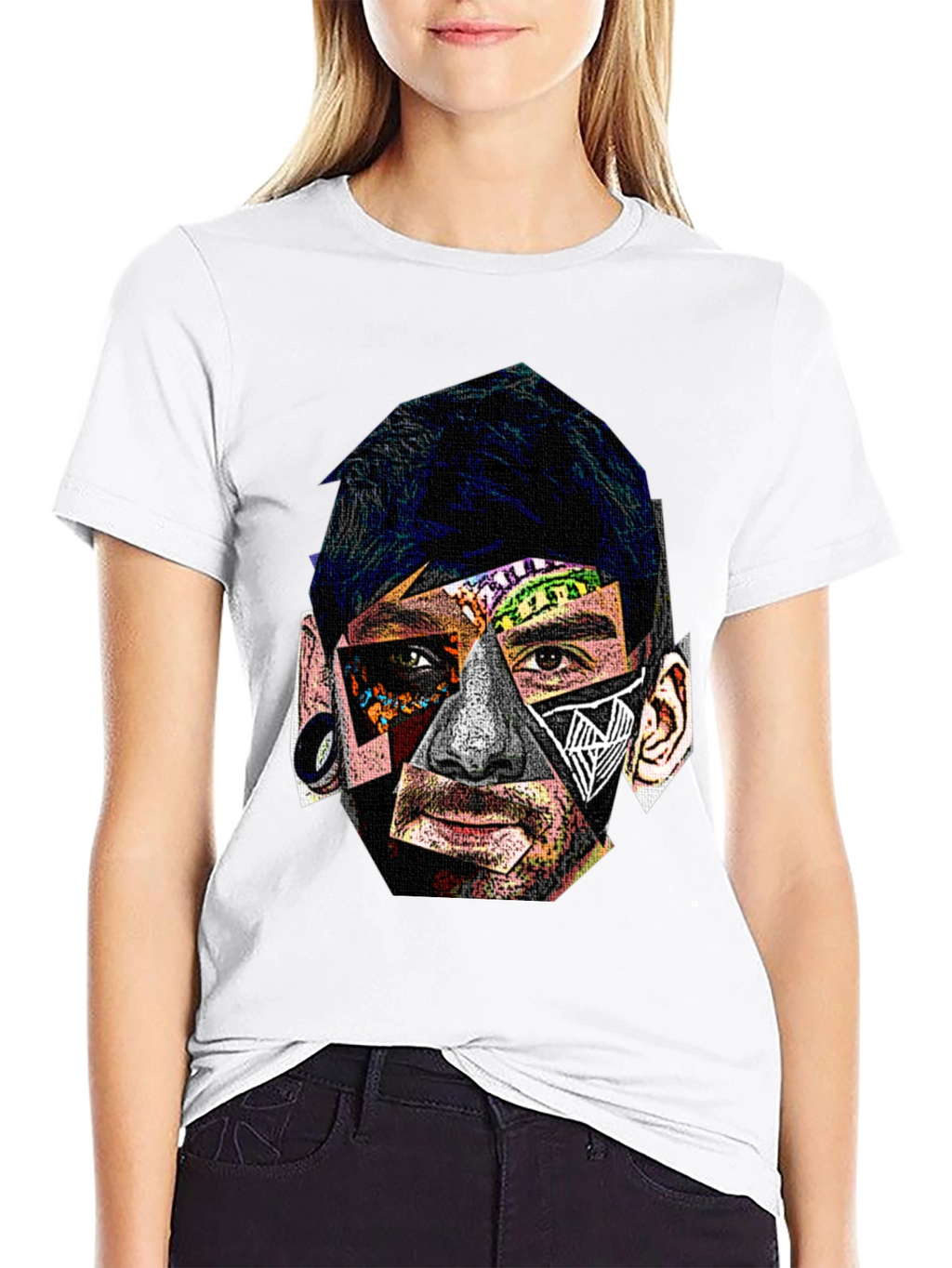 Abstract Portrait Graphic Black T-Shirt