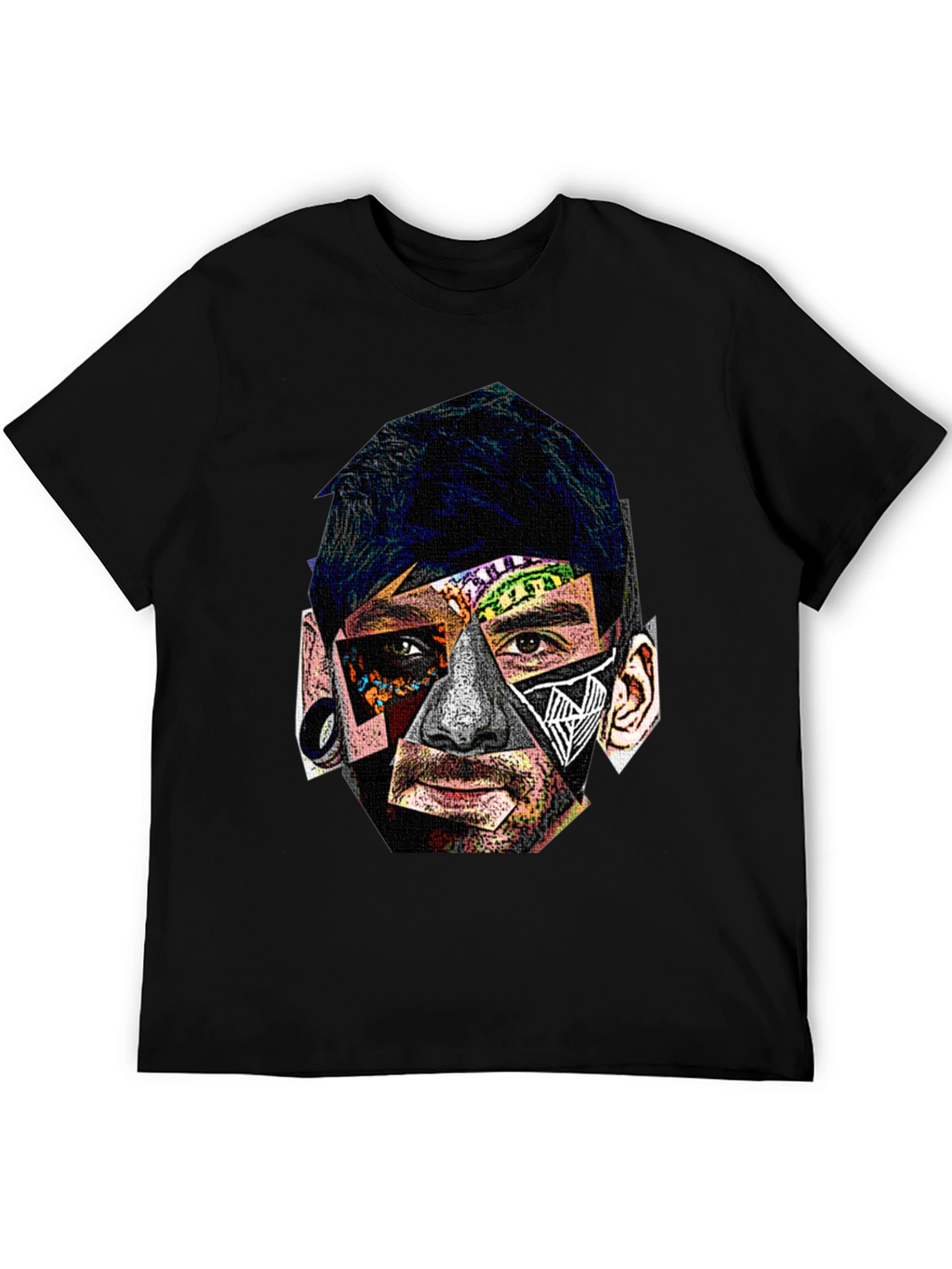 Abstract Portrait Graphic Black T-Shirt