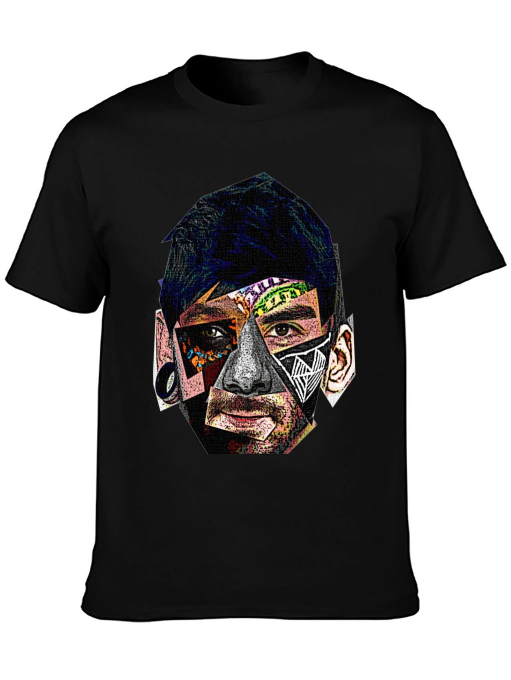 Abstract Portrait Graphic Black T-Shirt