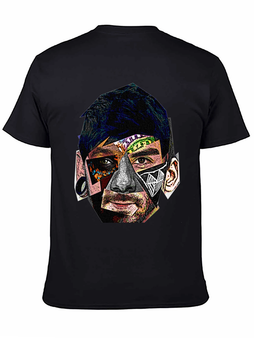 Abstract Portrait Graphic Black T-Shirt