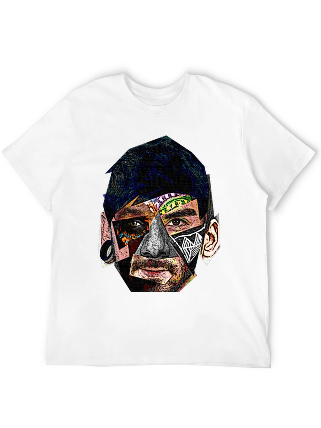 Abstract Portrait Graphic Black T-Shirt