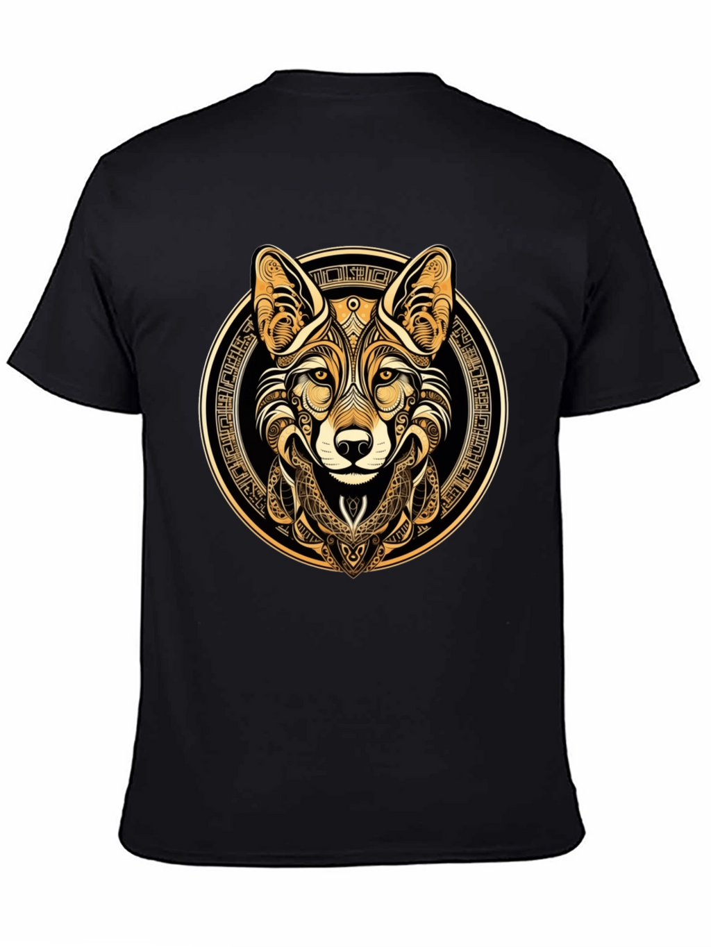 Tribal Fox Graphic Tee - Stylish Mens Black T-Shirt