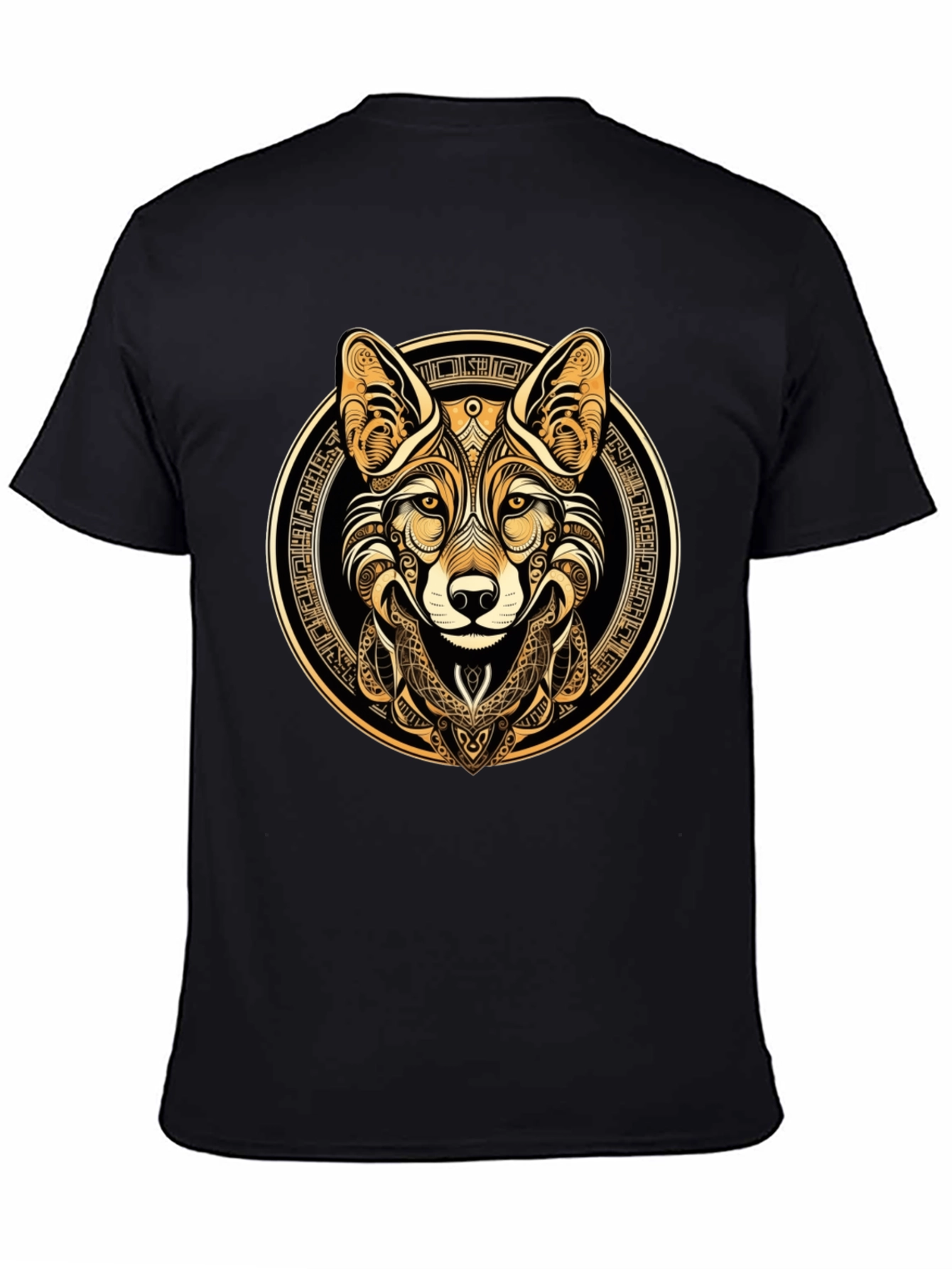 Tribal Fox Graphic Tee - Stylish Mens Black T-Shirt
