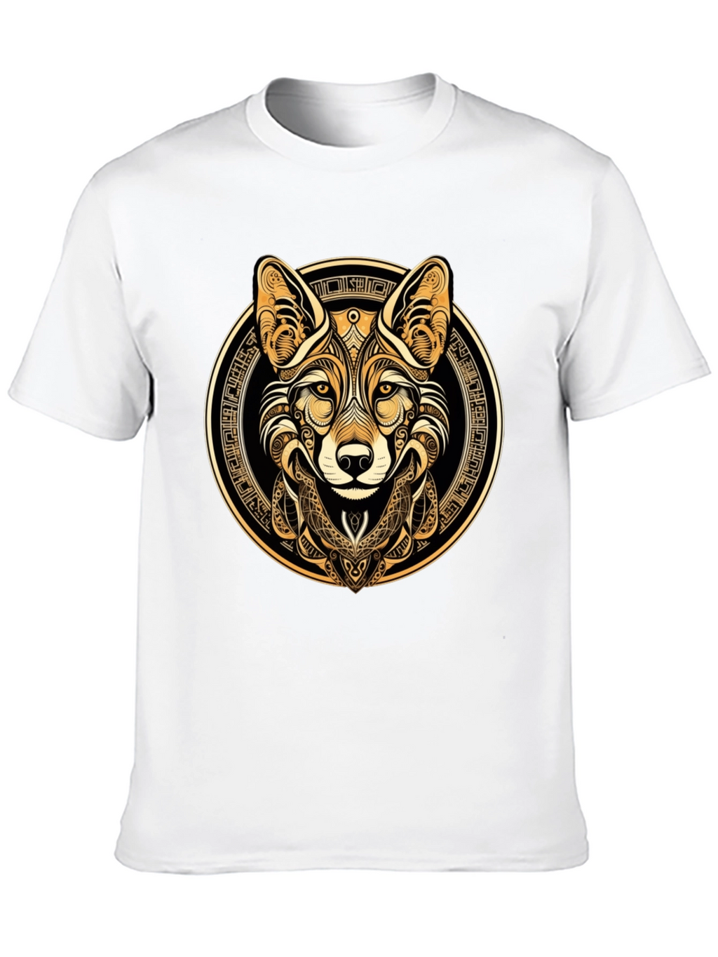 Tribal Fox Graphic Tee - Stylish Mens Black T-Shirt
