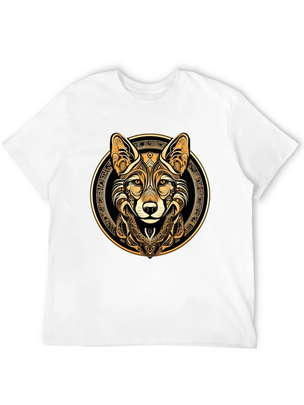 Tribal Fox Graphic Tee - Stylish Mens Black T-Shirt