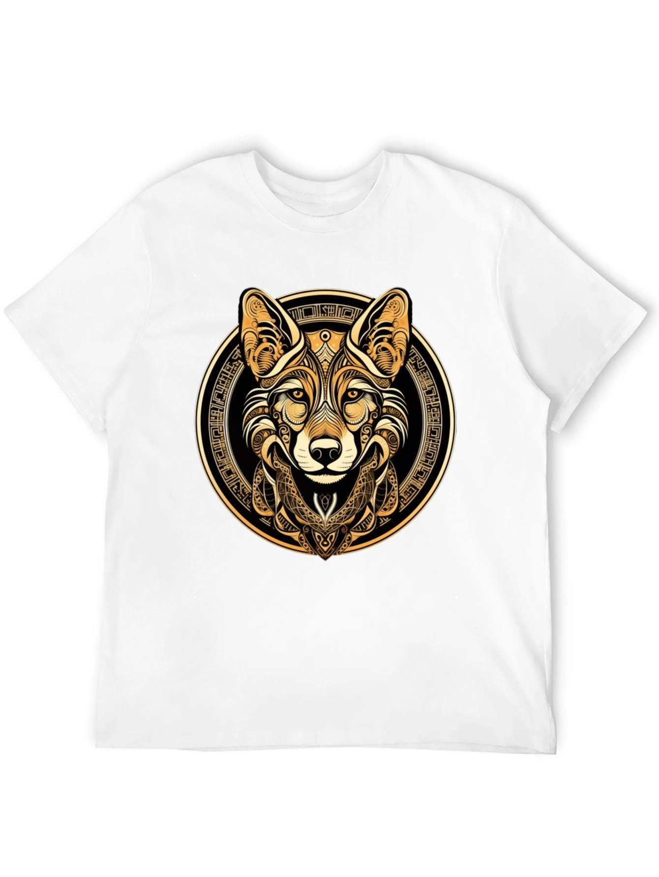 Tribal Fox Graphic Tee - Stylish Mens Black T-Shirt