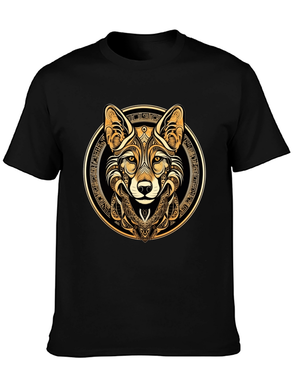 Tribal Fox Graphic Tee - Stylish Mens Black T-Shirt