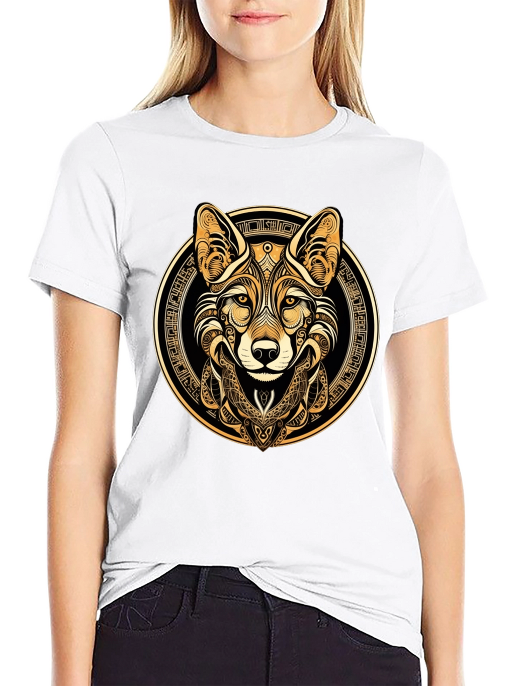 Tribal Fox Graphic Tee - Stylish Mens Black T-Shirt