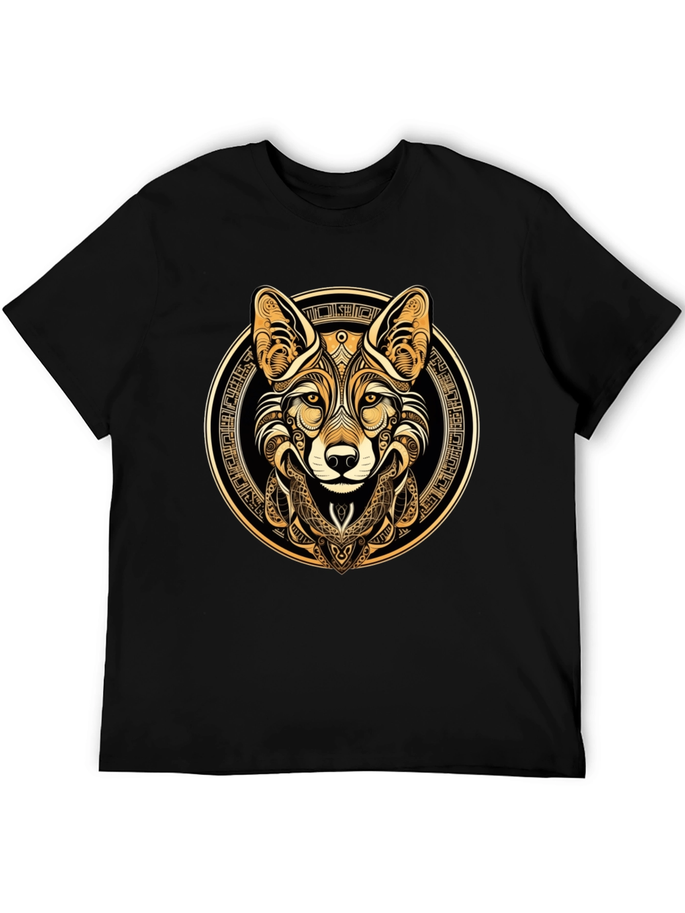Tribal Fox Graphic Tee - Stylish Mens Black T-Shirt