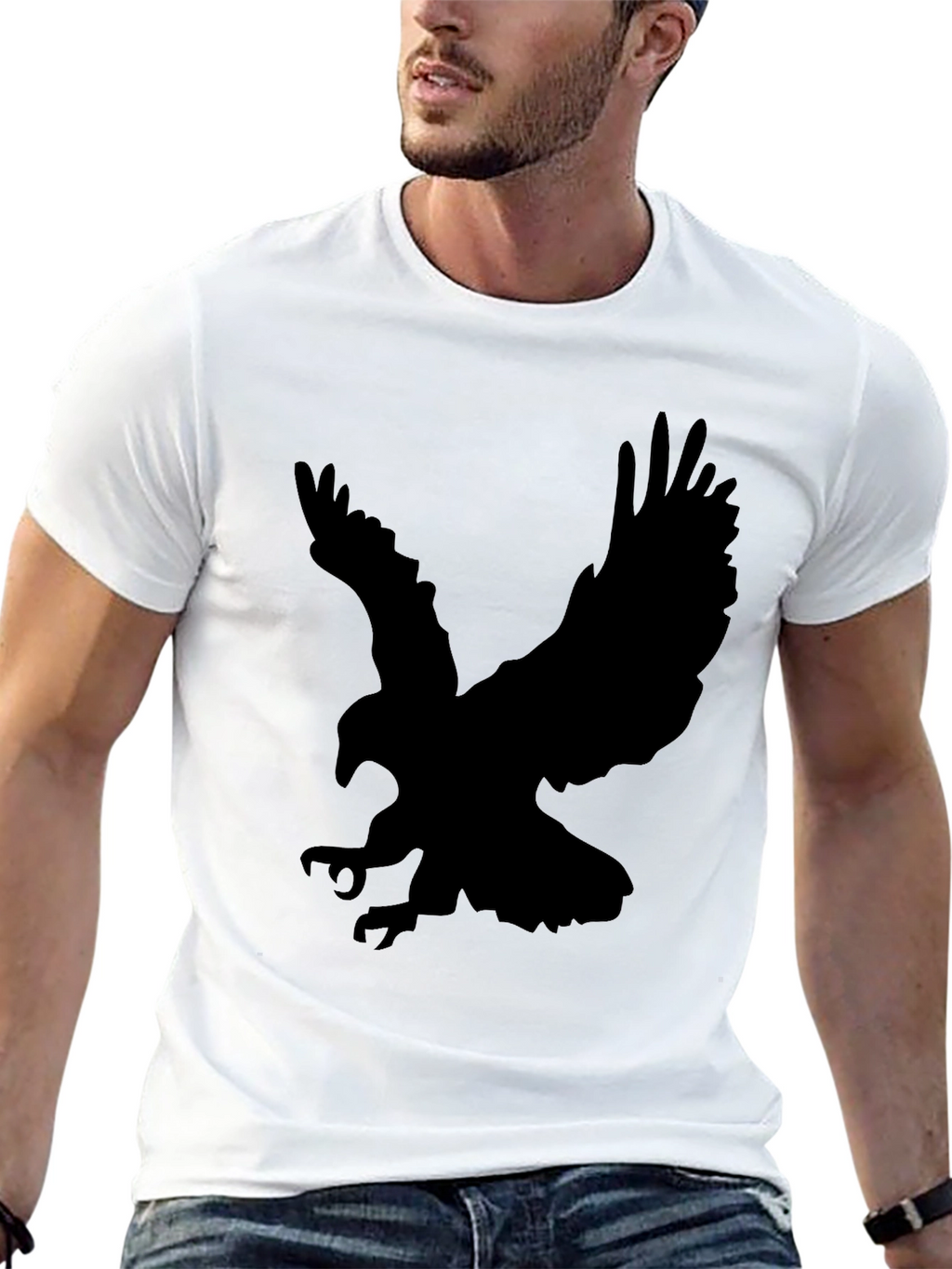 Mens Black Eagle Graphic T-Shirt