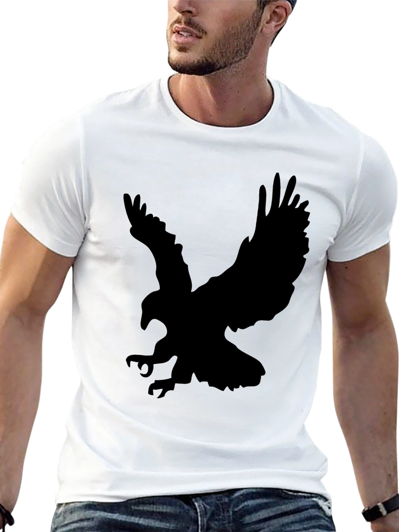 Mens Black Eagle Graphic T-Shirt