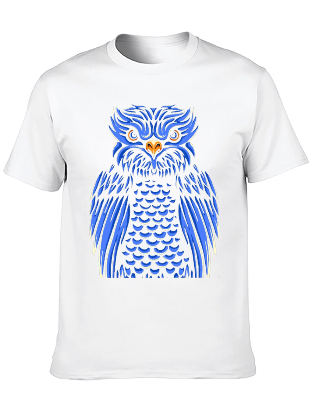 Cool Blue Owl Graphic Print Black T-Shirt