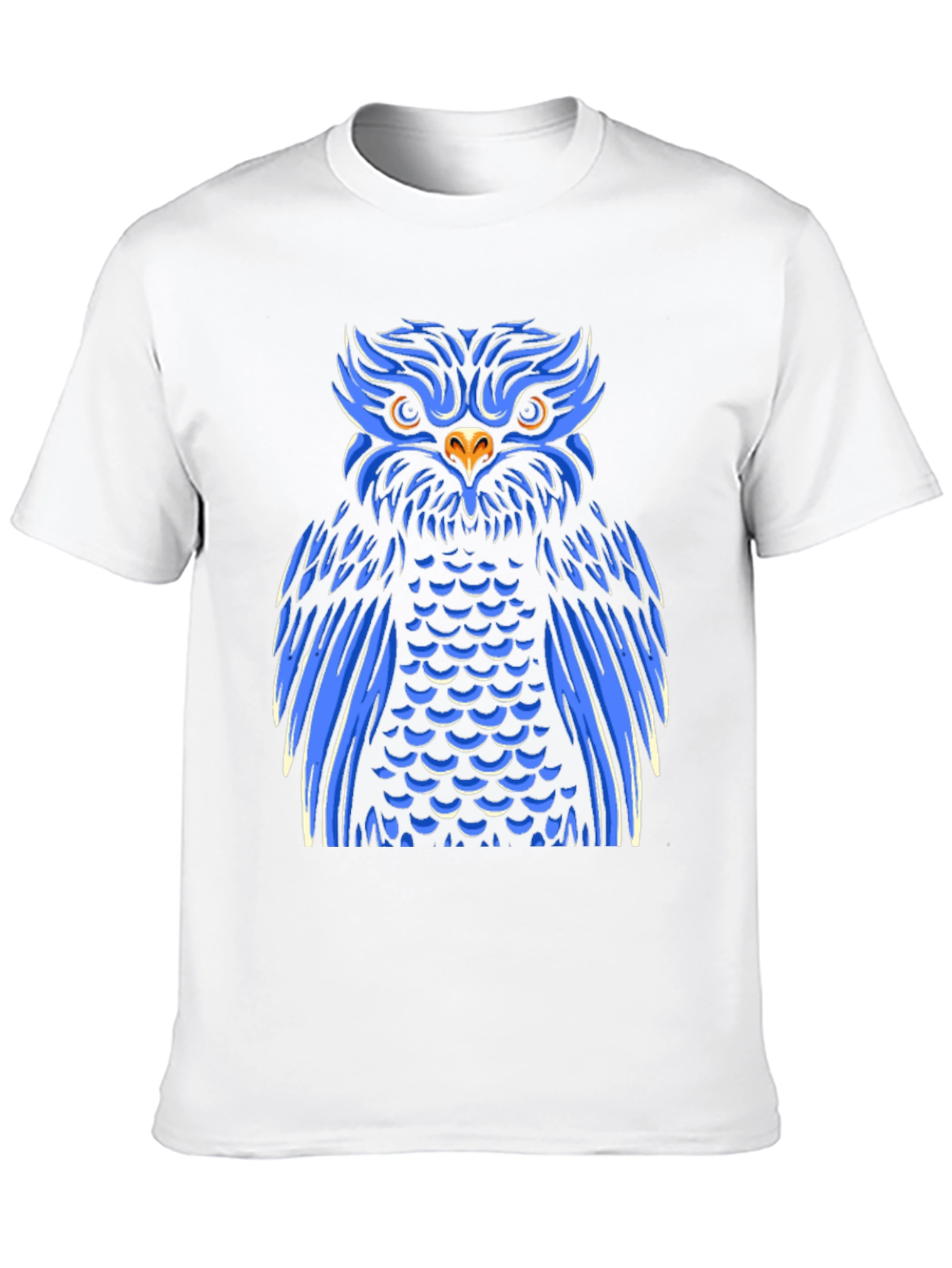 Cool Blue Owl Graphic Print Black T-Shirt
