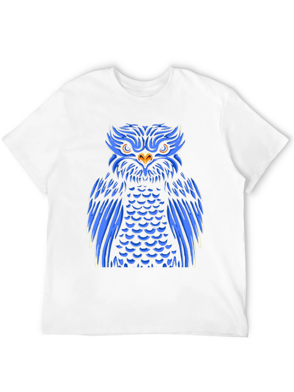 Cool Blue Owl Graphic Print Black T-Shirt