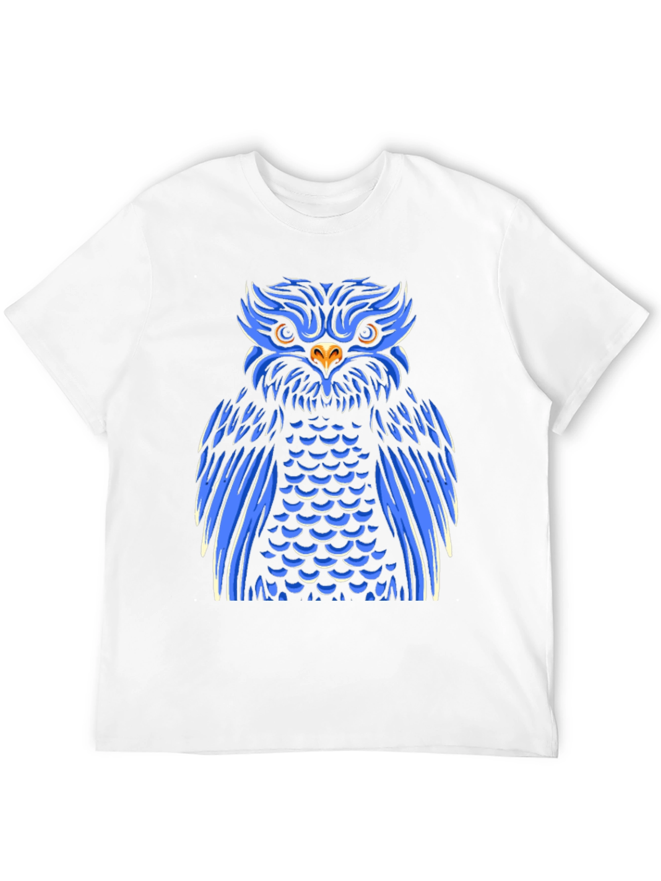 Cool Blue Owl Graphic Print Black T-Shirt
