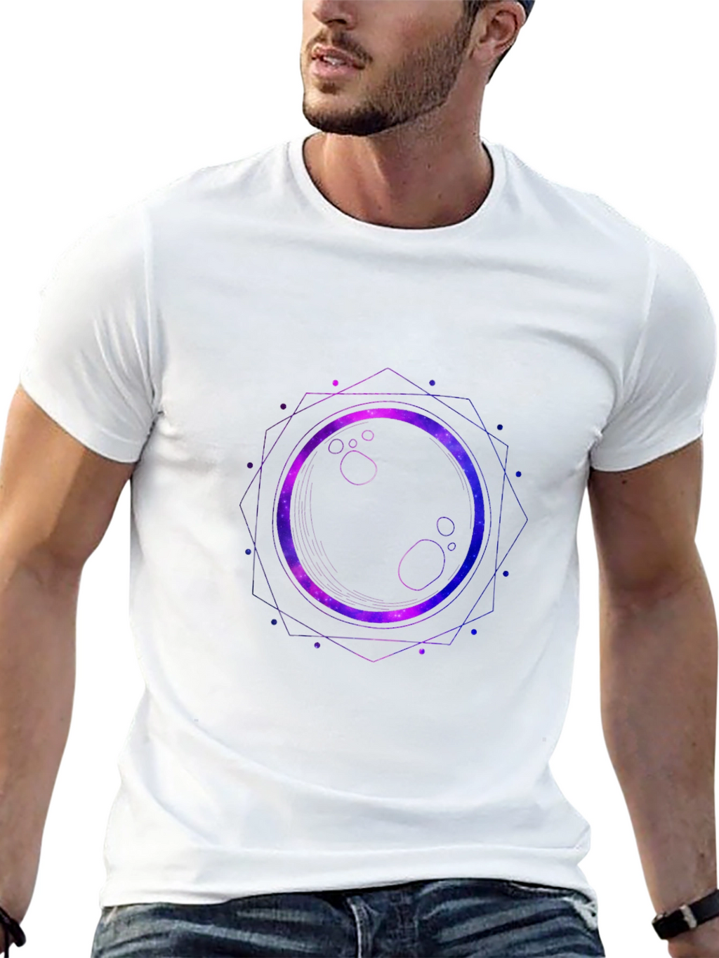 Cosmic Eclipse Graphic Tee - Black Cotton Blend